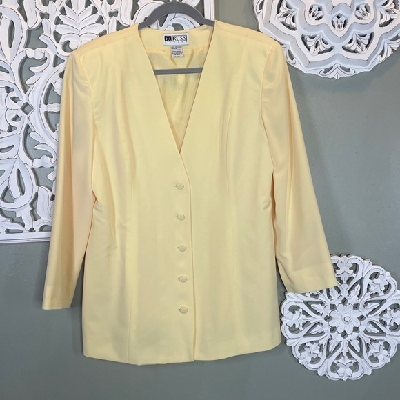 Russ Petite Lemon Yellow Size 12 Tie at Back V Neck - Picture 1 of 8